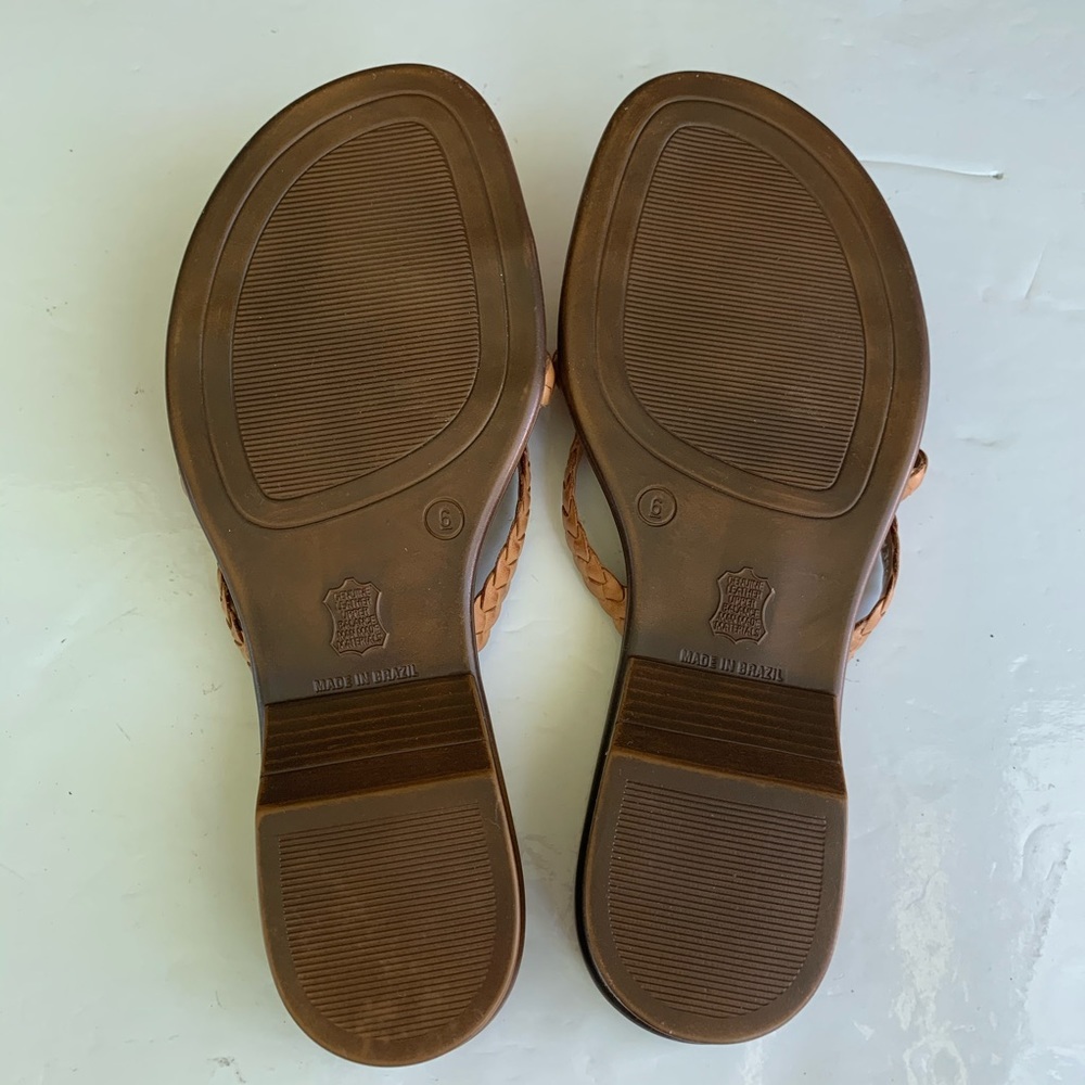 NWOT Croft & Barrow tan leather slide sandals - Picture 7 of 8